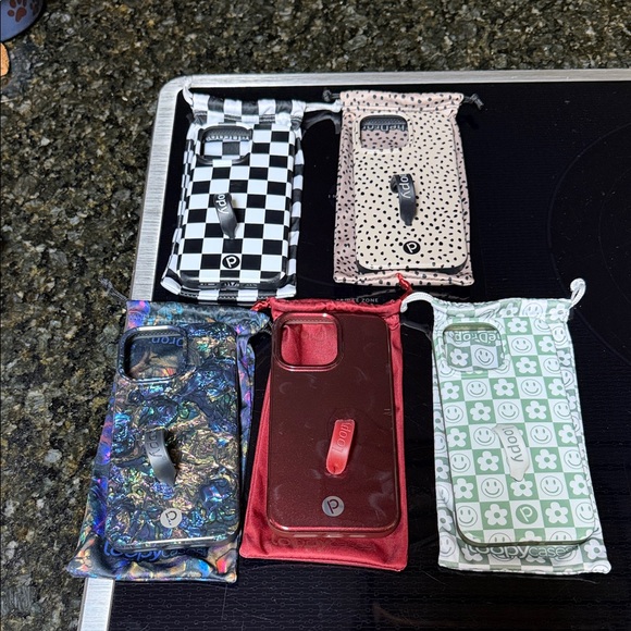 iPhone 15 pro max Loopy Case Set - Checkered Polka Dot Holographic Red Green